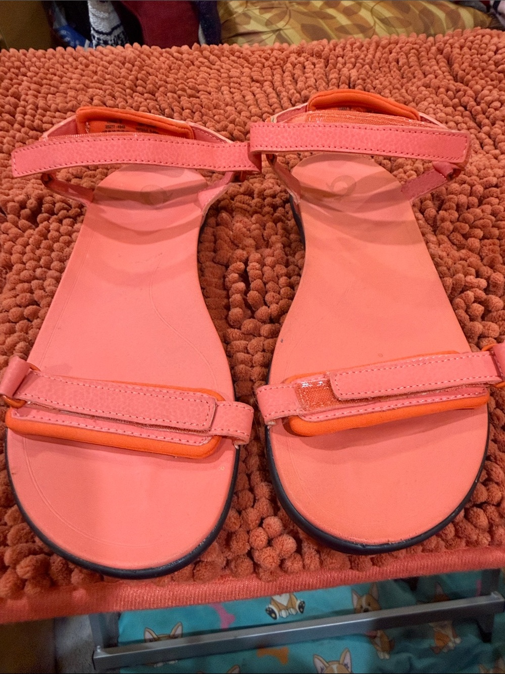 OluKai Coral-Peach Strappy Velcro Sandals